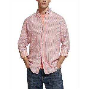 sCOTCH & SODA Amsterdam Men's Dobby Stripe Roll Up Sleeves Button Down Shirt XL